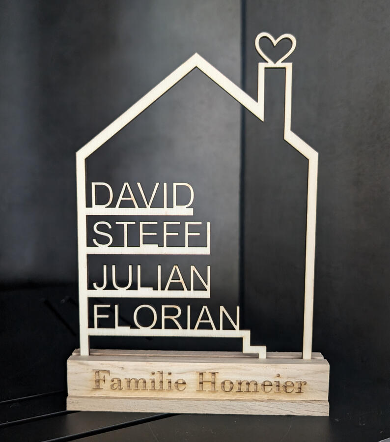 Haus mit Familiennamen & Aufsteller